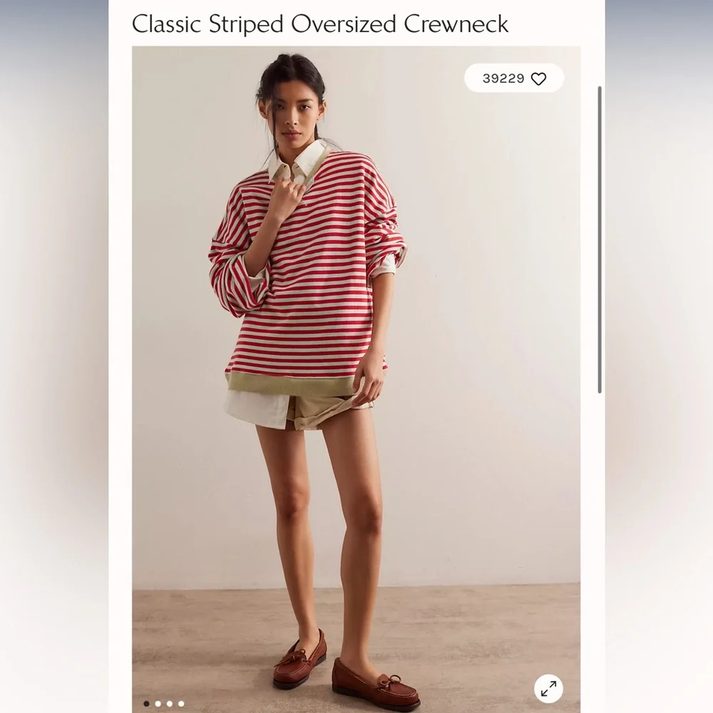 NWOT Free People Classic Striped Oversized crew